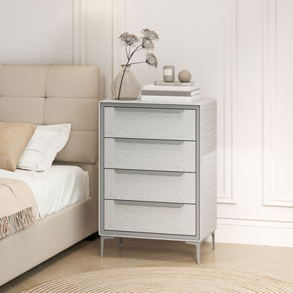 Comoda cu 4 Sertare în Oțel cu Acoperire în Țesut cu Efect de In, 60x36x88 cm, Gri
