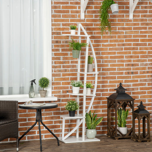 Suport pentru plante cu 5 niveluri Scara in forma de jumatate de luna Suport pentru ghivece Raft pentru interior, exterior, camera de zi, studiu, balcon si dormitor
