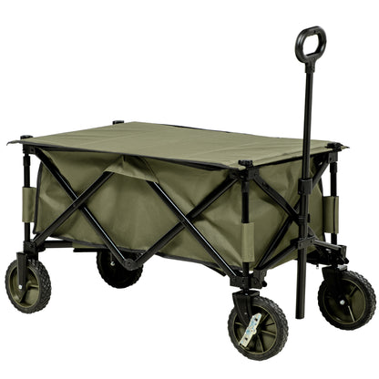 Cărucior de Grădină 125L Pliabil cu Mâner și 5 Saci, 108x55x93 cm, Verde