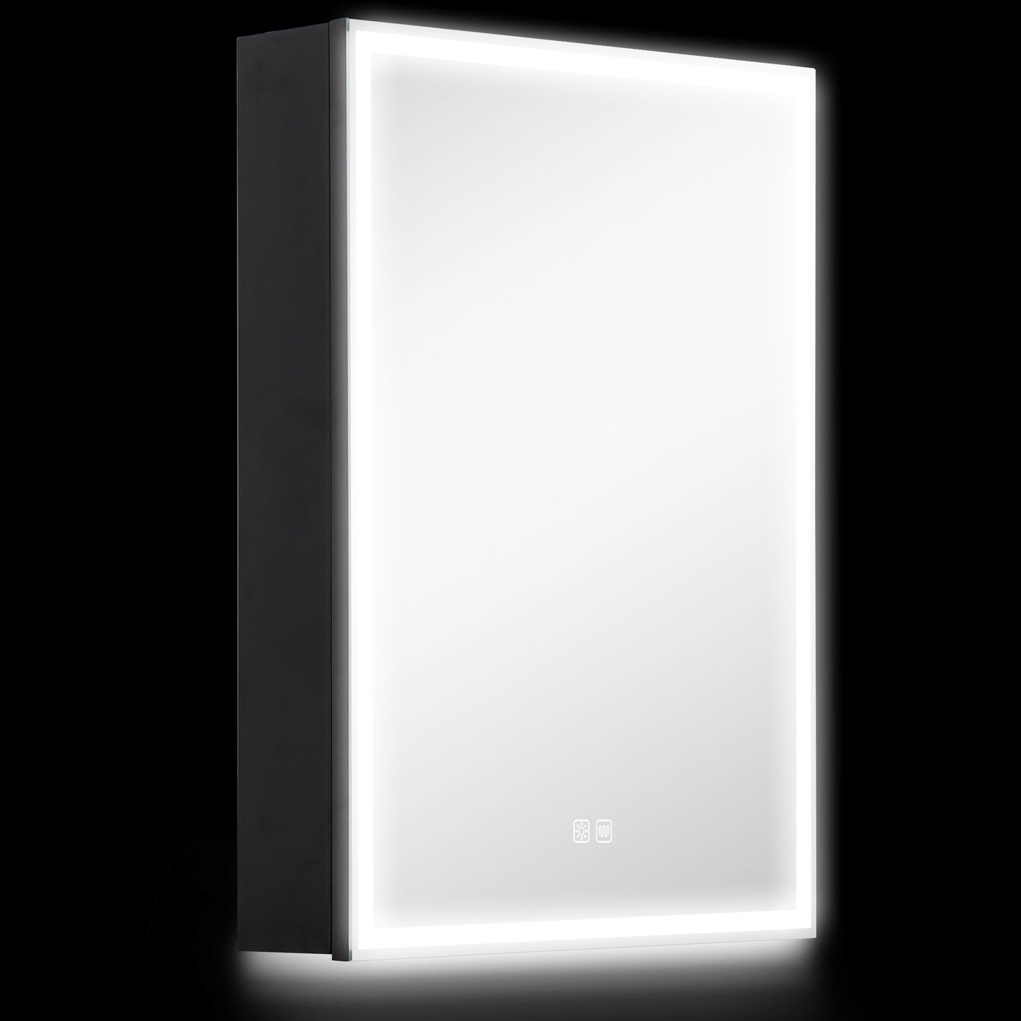 Dulap cu Oglindă pentru Baie cu Lumină LED și Priză pentru Aparat de Ras, Dulap Suspendat cu Pad Anti-Ceață, Reglare Luminozitate, 3 Culori, Negru