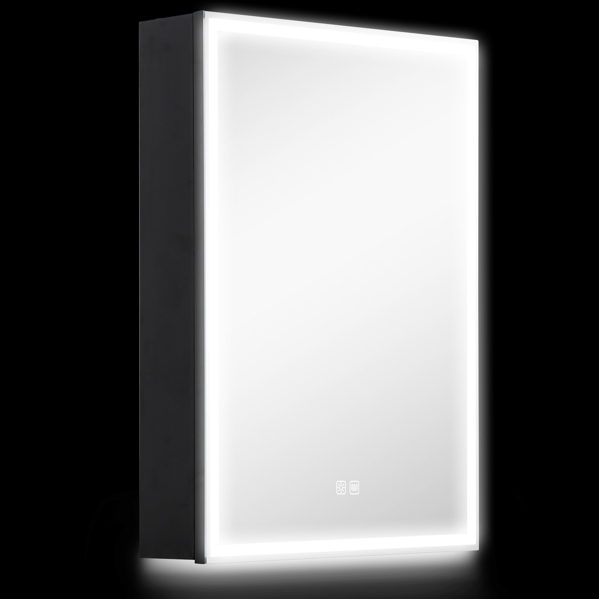 Dulap cu Oglindă pentru Baie cu Lumină LED și Priză pentru Aparat de Ras, Dulap Suspendat cu Pad Anti-Ceață, Reglare Luminozitate, 3 Culori, Negru