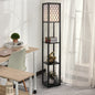 Lampă stand cu rafturi 3 niveluri, negru 26x26x160 cm, Iluminare caldă și rafturi pentru living sau birou
