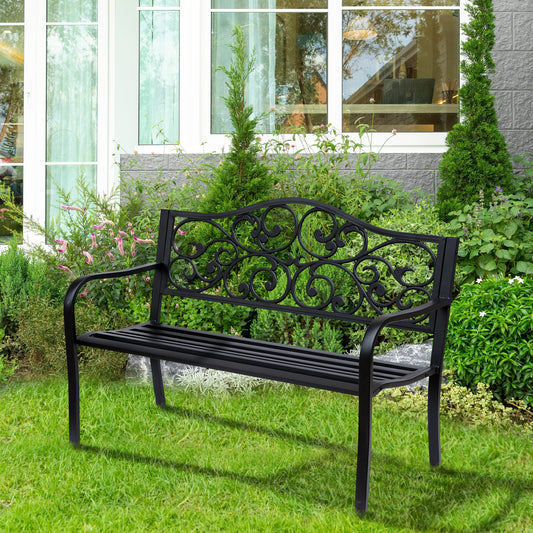 Banca pentru exterior din metal, 127x60x89cm, negru