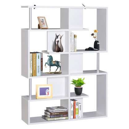 Bibliotecă albă 5 niveluri, Mobilier Librarie cu 5 rafturi 12x28,6x160cm