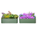 Set 2 Paturi de Gradina Înălțate din Oțel, Jardinieră de Grădină pentru Plante, Legume și Arbuști, 100x100 cm, Verde