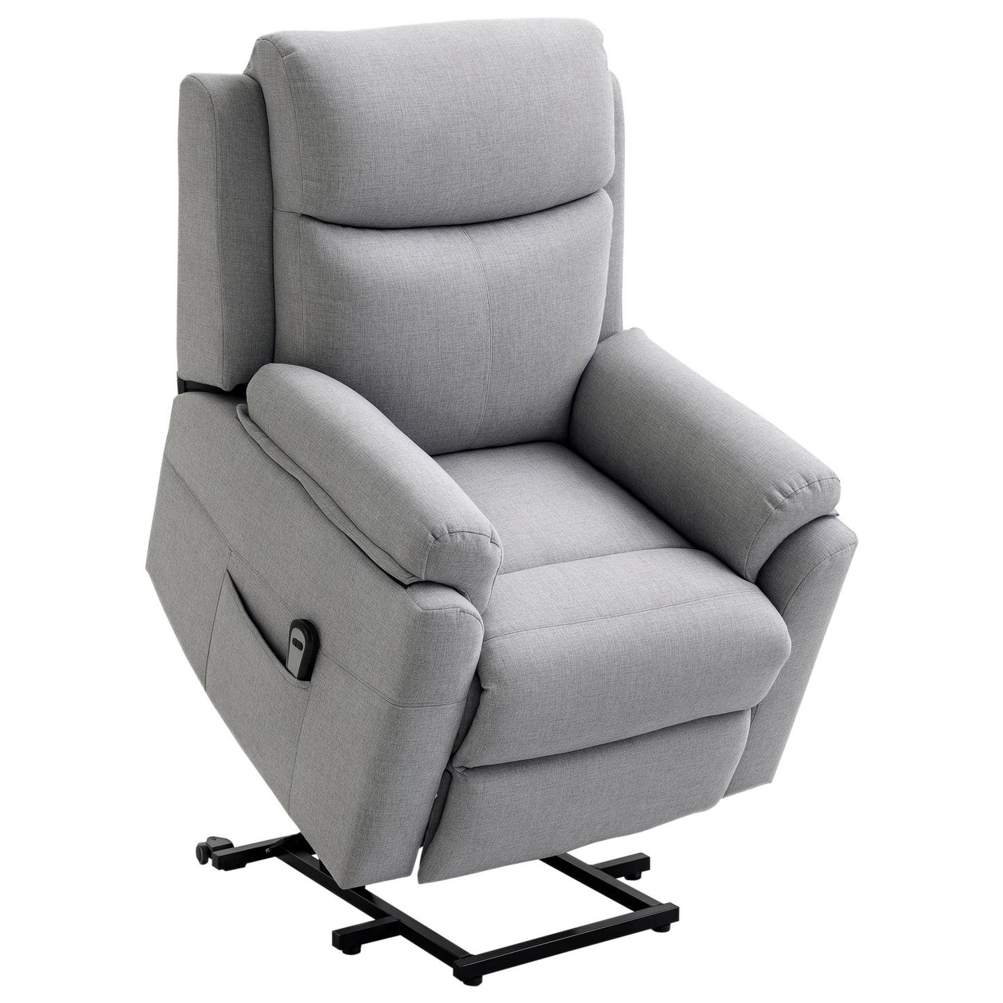 Fotoliu Relax Electric pentru Ridicare și Înclinare cu Telecomandă și Suport pentru Picioare, din Material Textil, Gri Deschis