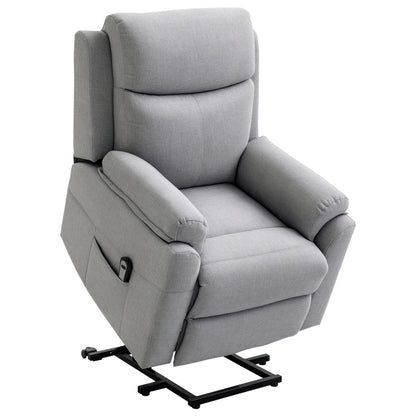 Fotoliu Relax Electric pentru Ridicare și Înclinare cu Telecomandă și Suport pentru Picioare, din Material Textil, Gri Deschis