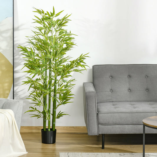 Planta Artificiala de Bambus 150 cm Inaltime cu Ghiveci Inclus pentru Interior si Exterior - Verde