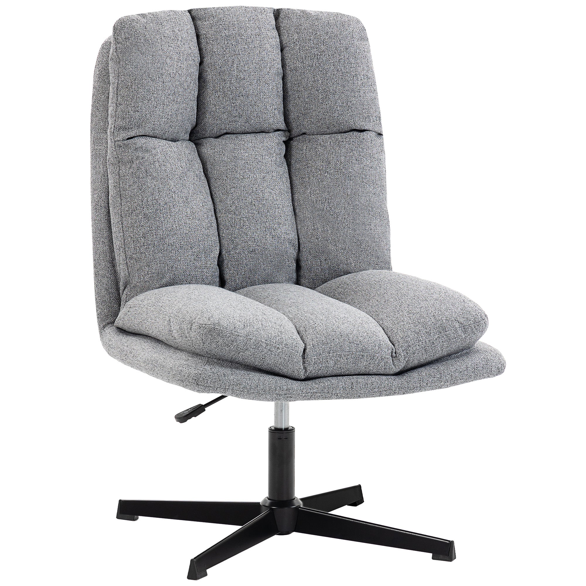 Scaun Rotativ pentru Living din Material cu Aspect de In și Metal, 63x75x92-102 cm, Gri Deschis