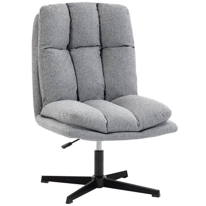 Scaun Rotativ pentru Living din Material cu Aspect de In și Metal, 63x75x92-102 cm, Gri Deschis