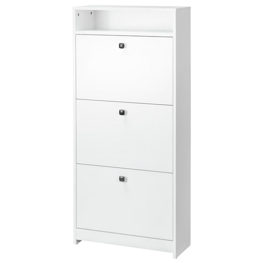 dulap pantofi, 3 compartimente, 60×24×132cm, alb