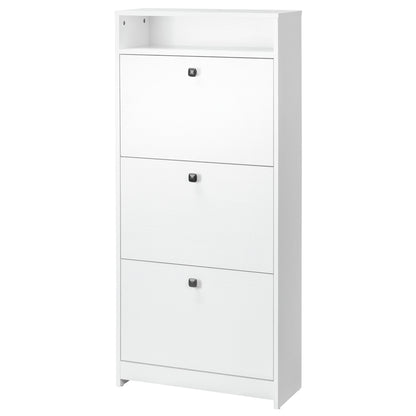 dulap pantofi, 3 compartimente, 60×24×132cm, alb