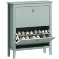 Pantofar cu 2 Sertare Rabatabile pentru 14 Perechi de Pantofi și Rafturi Reglabile, 80x24x95.5 cm, Verde