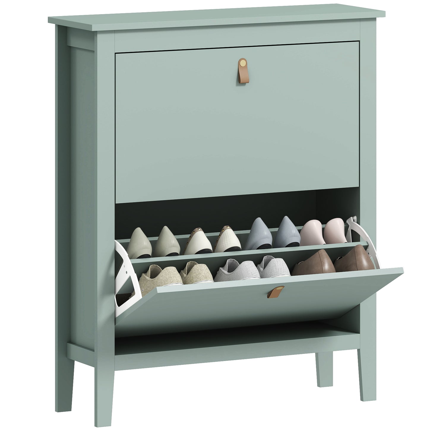 Pantofar cu 2 Sertare Rabatabile pentru 14 Perechi de Pantofi și Rafturi Reglabile, 80x24x95.5 cm, Verde