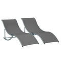 Set 2 sezlonguri de Gradina Pliabile, sezlong pentru Plaja din Aluminiu si Textilen, 61x165x63 cm