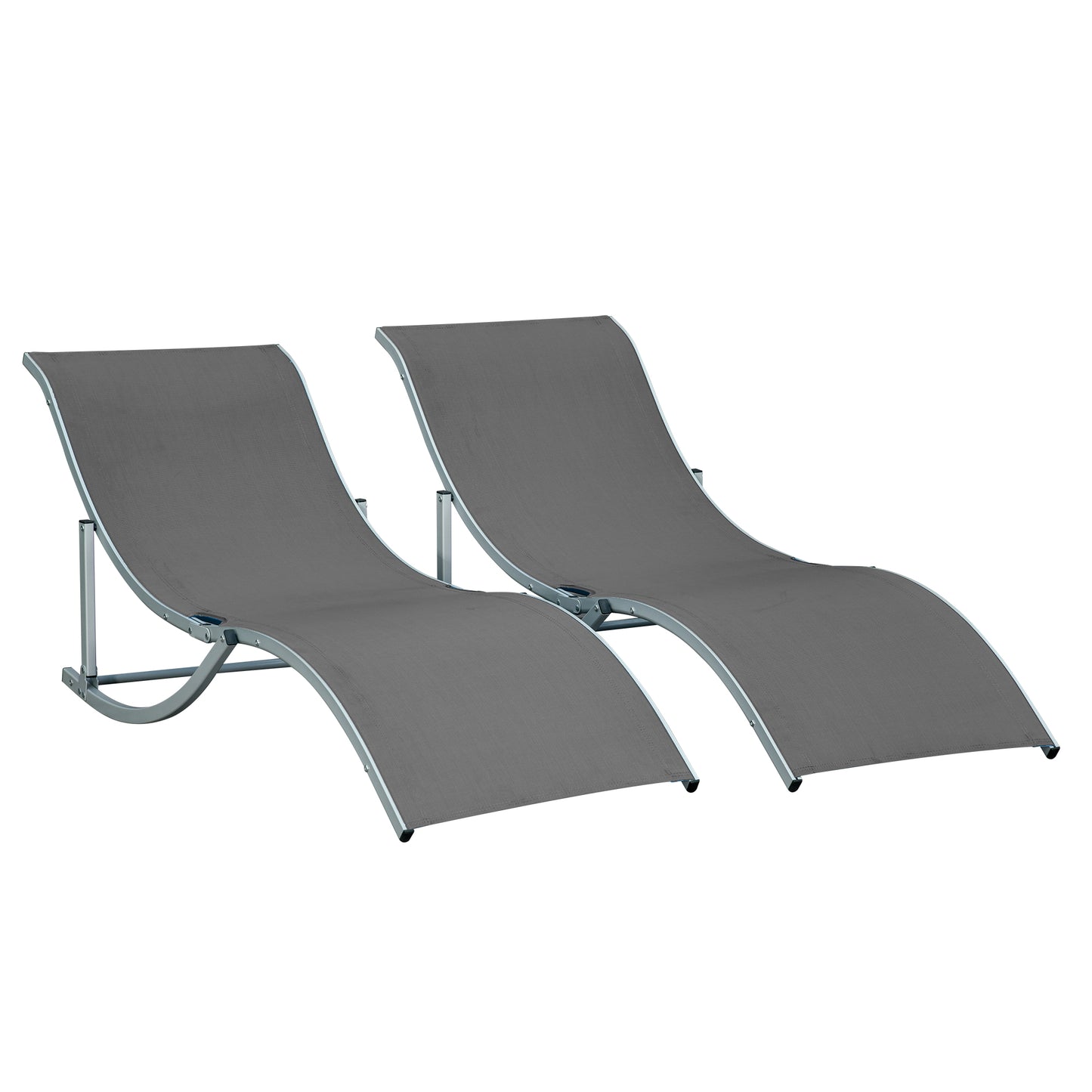 Set 2 sezlonguri de Gradina Pliabile, sezlong pentru Plaja din Aluminiu si Textilen, 61x165x63 cm