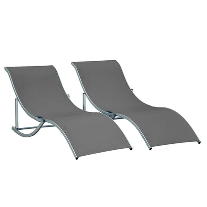 Set 2 sezlonguri de Gradina Pliabile, sezlong pentru Plaja din Aluminiu si Textilen, 61x165x63 cm
