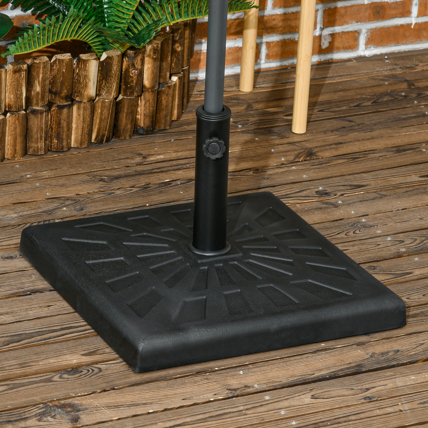 Suport de baza din rasina 19kg pentru umbrela de gradina, Greutati patrate pentru suportul pentru umbrele de exterior de pe piata pentru stalpi de Φ32mm, Φ38mm si Φ48mm, negru