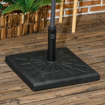 Suport de baza din rasina 19kg pentru umbrela de gradina, Greutati patrate pentru suportul pentru umbrele de exterior de pe piata pentru stalpi de Φ32mm, Φ38mm si Φ48mm, negru