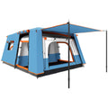 Cort de Camping pentru 4-6 Persoane cu 2 Camere și Verandă, Impermeabil și UPF 30+, Geantă de Transport, Albastru