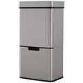 Cos de Gunoi Inteligent cu Senzor Infrarosu, 72L, 3 Compartimente pentru Reciclare Selectiva, din Inox si ABS, Protectie Amprente, Argintiu