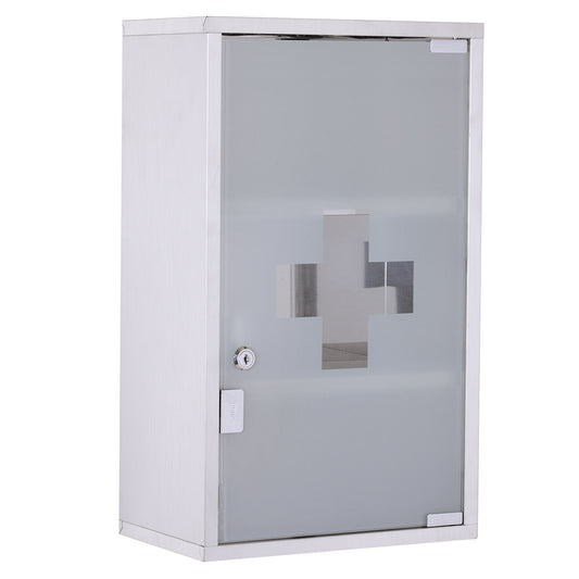 Dulap Medicamente din Oțel Inoxidabil 50x30x18 cm, Casetă Prim Ajutor cu Încuietoare & 2 Chei