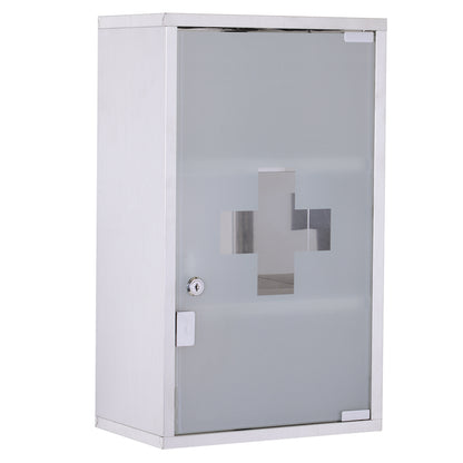 Dulap Medicamente din Oțel Inoxidabil 50x30x18 cm, Casetă Prim Ajutor cu Încuietoare & 2 Chei