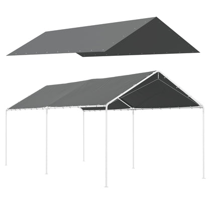Acoperiș pentru garaj 3 x 6m, Husă de schimb rezistentă la UV cu corzi elastice, Gri închis