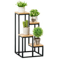 Etajeră pentru plante cu 4 niveluri din metal și lemn pentru interior și exterior, 34x34x66cm