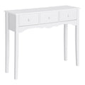 Masă Consolă Modernă cu 3 Sertare, Consolă de Intrare din MDF, pentru Hol, Sufragerie, 100x32x85 cm, Alb