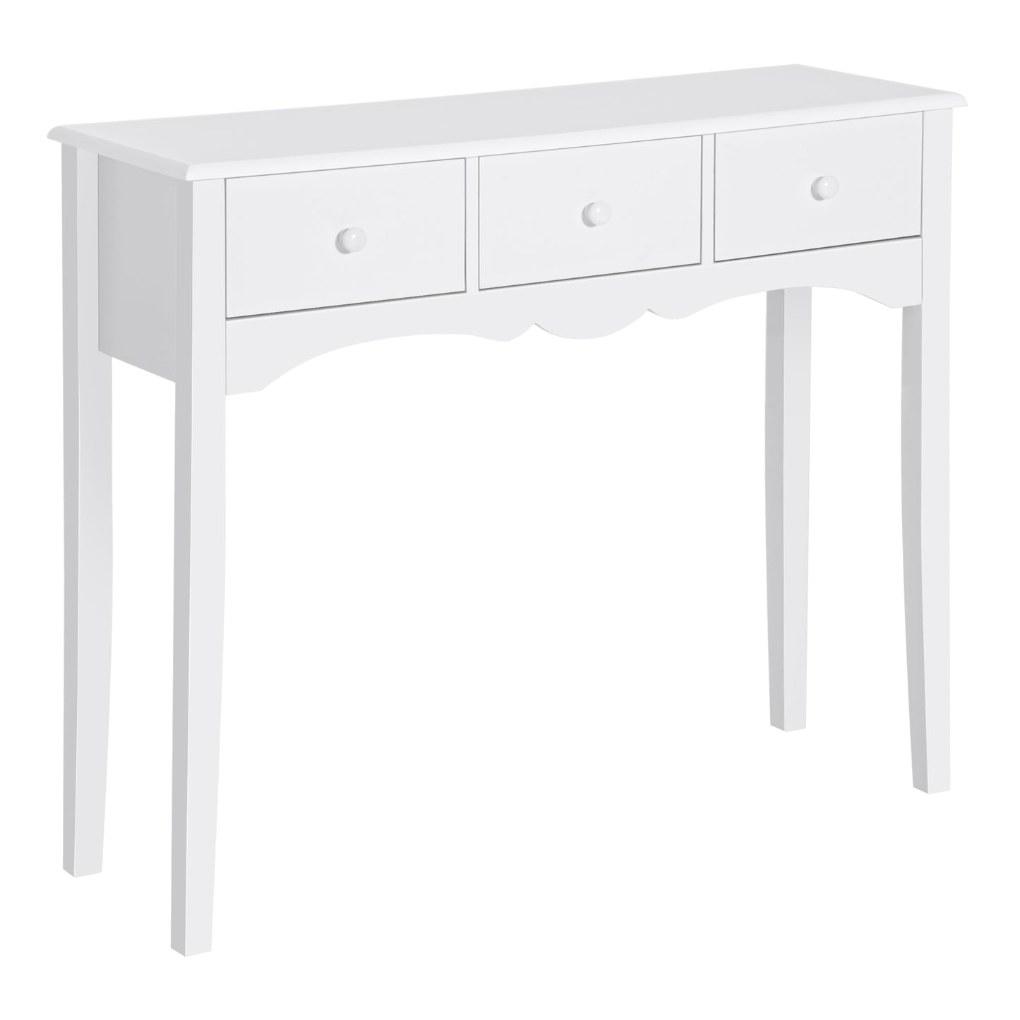 Masă Consolă Modernă cu 3 Sertare, Consolă de Intrare din MDF, pentru Hol, Sufragerie, 100x32x85 cm, Alb