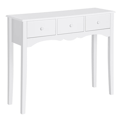 Masă Consolă Modernă cu 3 Sertare, Consolă de Intrare din MDF, pentru Hol, Sufragerie, 100x32x85 cm, Alb