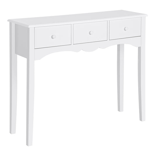Masă Consolă Modernă cu 3 Sertare, Consolă de Intrare din MDF, pentru Hol, Sufragerie, 100x32x85 cm, Alb