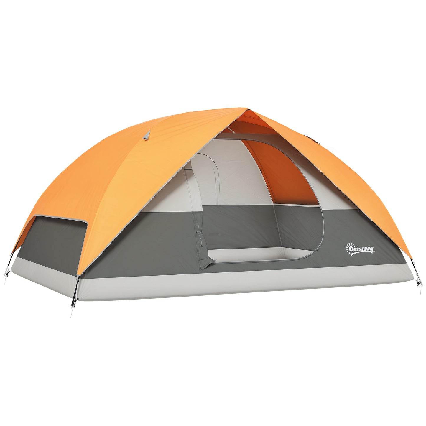 Cort de Camping pentru 3 Persoane cu Port de Încărcare, Buzunare și Geantă, 205x275x135 cm, Portocaliu