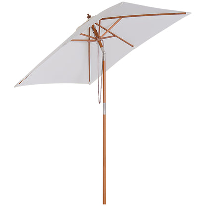 Umbrela de Gradina care se Inclina 2x1.5m, 6 Lamele si Catarg din Lemn