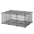 Cușcă pentru Iepuri și Animale Mici cu 22 Panouri Modulare din Metal cu Ușă, 105x70x45 cm, Negru