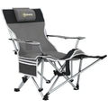 Scaun de Camping Pliabil și Rabatabil cu Suport pentru Picioare Detașabil și Tetieră, 82x50/100x88 cm, Negru