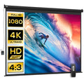 Ecran de Proiecție 120 Inch Format 4:3 Reglabil cu Telecomandă, Ecran de Proiecție Compact, 244x183 cm, Negru