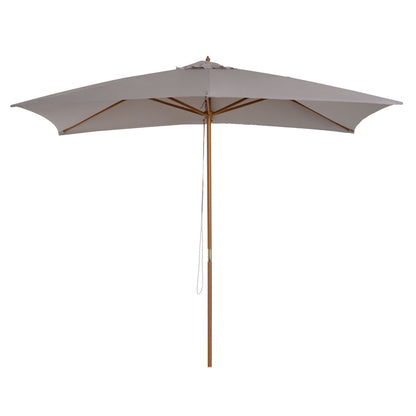 Umbrelă de grădină 2x3 m impermeabilă, din lemn cu husă detașabilă din poliester, gri