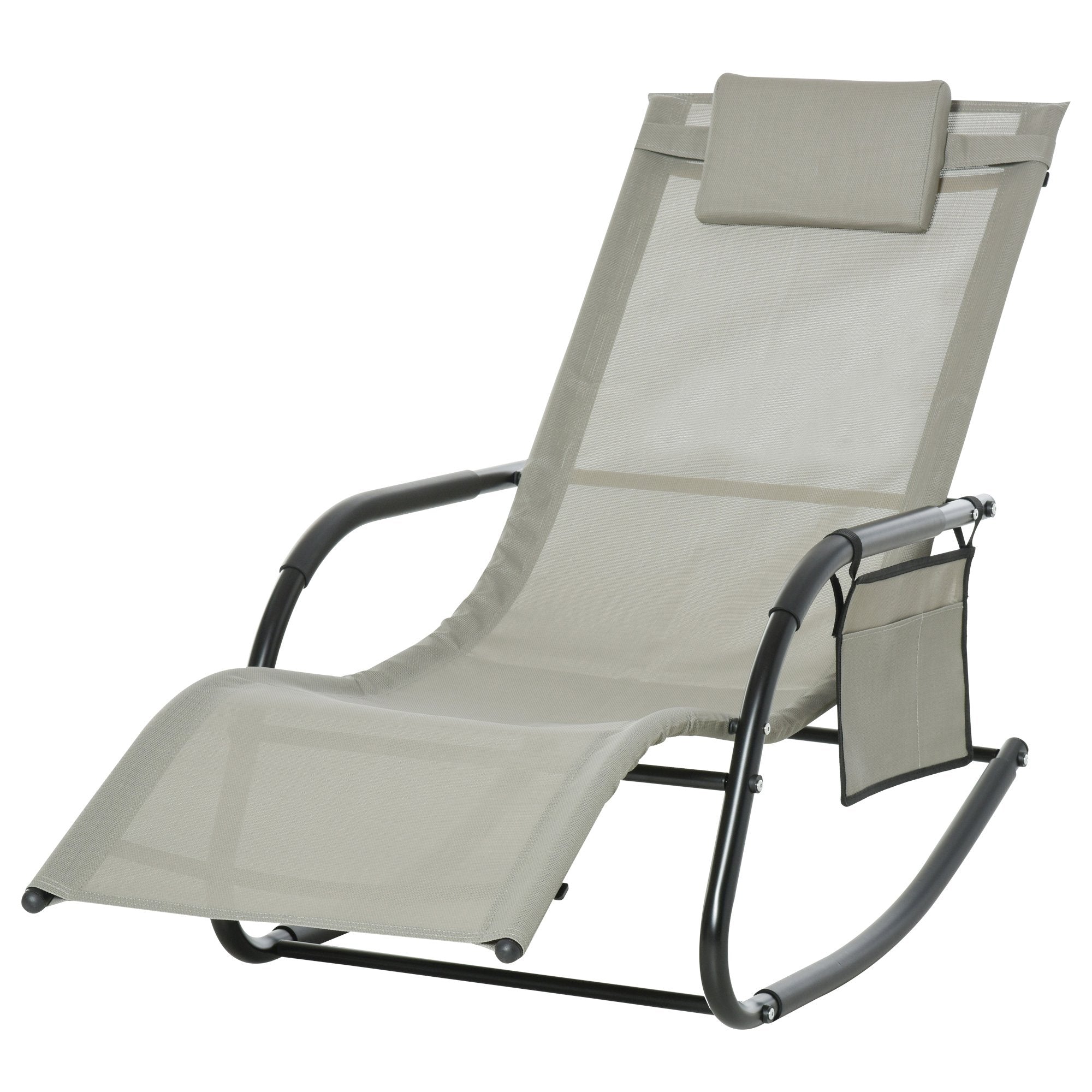 Sezlong Balansoar de Gradina cu buzunar lateral si pernuta, in Metal 62L x 88L x 165Hcm