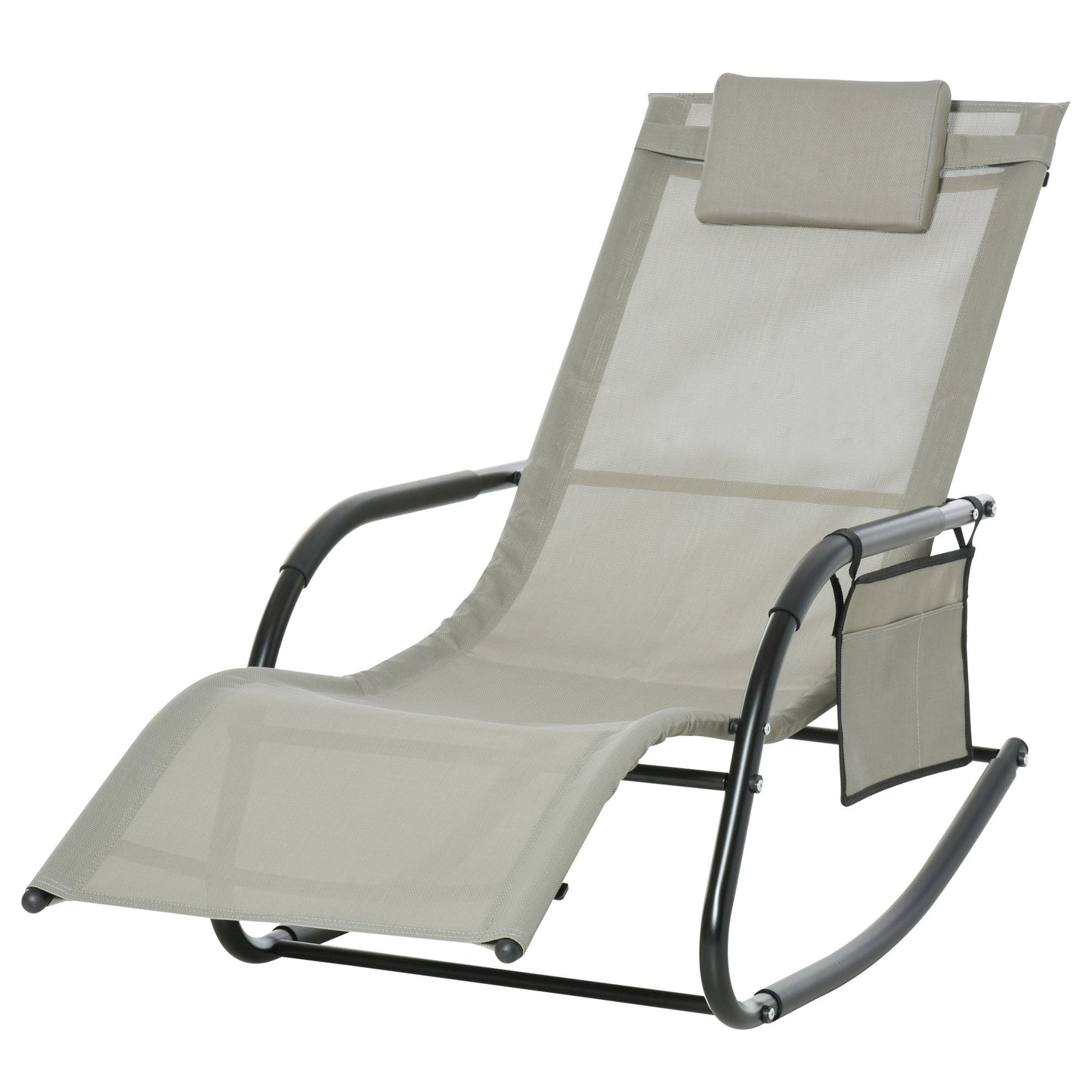 Sezlong Balansoar de Gradina cu buzunar lateral si pernuta, in Metal 62L x 88L x 165Hcm