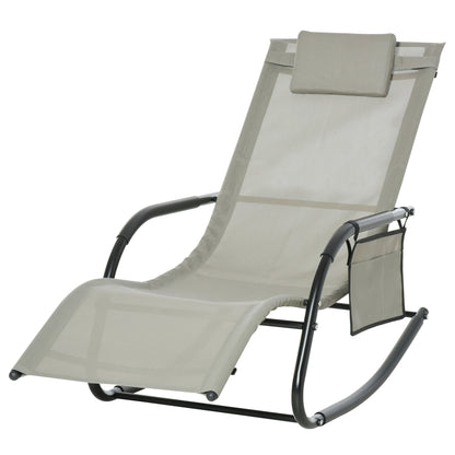 Sezlong Balansoar de Gradina cu buzunar lateral si pernuta, in Metal 62L x 88L x 165Hcm