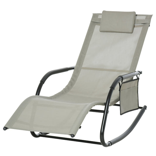 Sezlong Balansoar de Gradina cu buzunar lateral si pernuta, in Metal 62L x 88L x 165Hcm