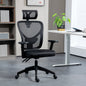 Scaun de birou ergonomic cu înălțime reglabilă, suport lombar și tetieră, 66x61x106-116cm, negru