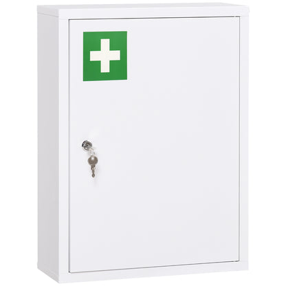 Dulap pentru Medicamente cu 3 Rafturi și Încuietoare din Oțel cu 2 Chei, Alb