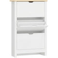 Dulap pentru Pantofi Slim pentru 18 Perechi de Pantofi, 3 Sertare cu 2 Rafturi Reglabile și Detasabile, 72x26x112 cm, Alb