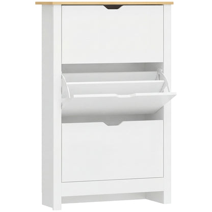 Dulap pentru Pantofi Slim pentru 18 Perechi de Pantofi, 3 Sertare cu 2 Rafturi Reglabile și Detasabile, 72x26x112 cm, Alb