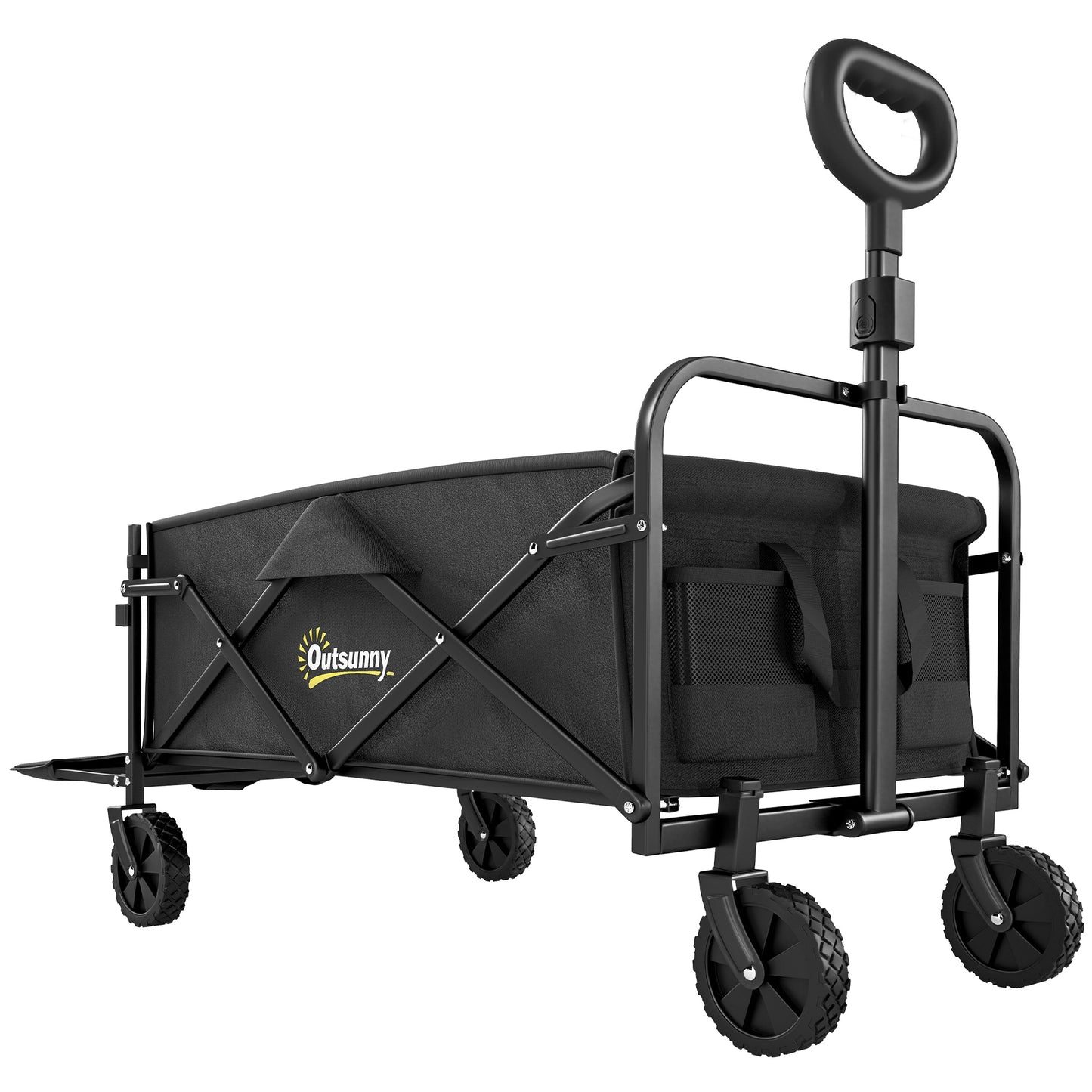 Cărucior de Grădină 72L Pliabil cu Mâner Reglabil, din Oțel și Material Oxford, 114x46x92 cm, Negru