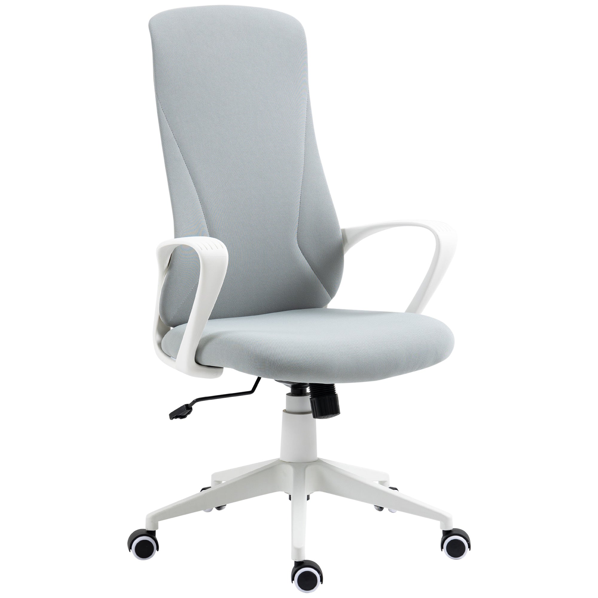 Scaun de birou ergonomic si tapitat, cu inaltime reglabila si functie de inclinare, 62x56x110-119.5 cm, gri