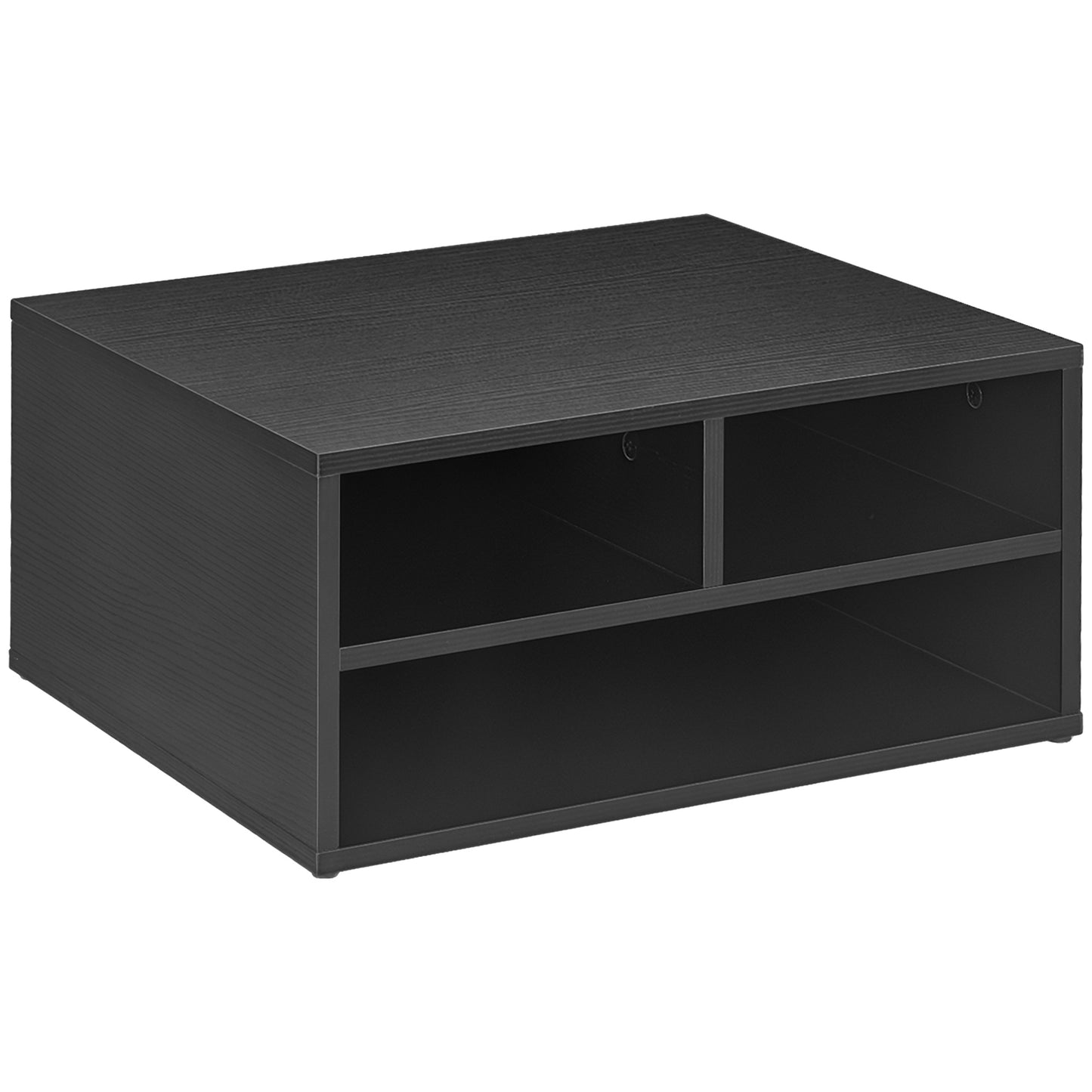 Cabinet pentru Imprimantă cu 2 Rafturi, Birou din Lemn și Cabinet de studiu cu Roți, 47x40x22.5 cm, Negru